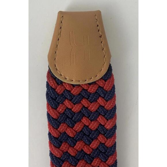 Five Four Men’s Woven Cord Belt Navy Blue/Red Leather Accents Size Large - Picture 4 of 4
